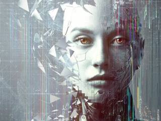 tříštící se obličej robota